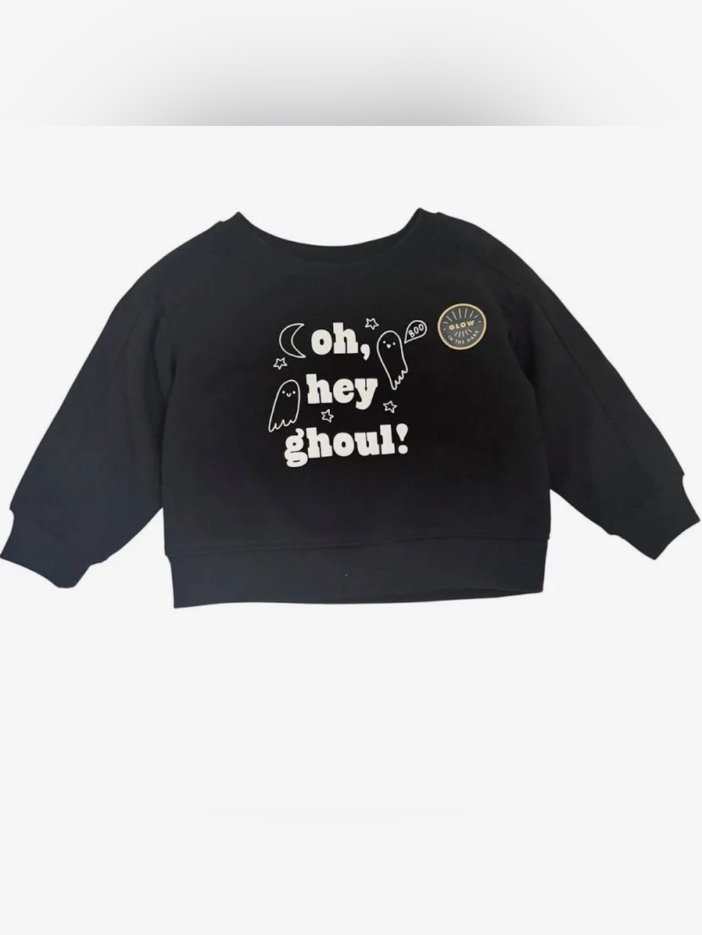 Cat & Jack Black Kids Sweatshirt with "Oh, Hey Ghoul!" Ghost Graphic